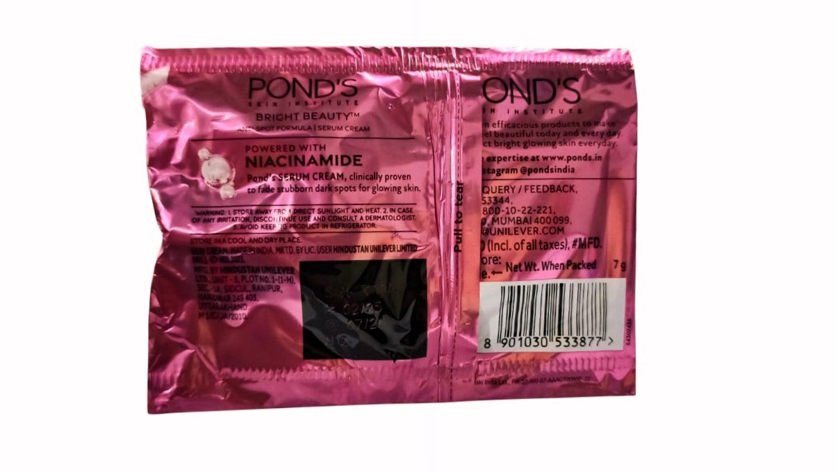 Pond's Bright Beauty Anti-Spot Serum Cream with Niacinamide and SPF 15 PA++, 7 g