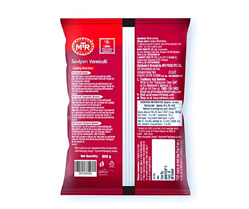 MTR Seviyan Plain Vermicelli 850 g