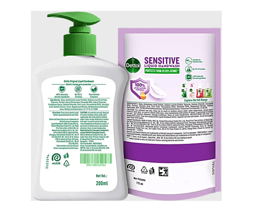 Dettol Original Liquid Handwash 200ml with Liquid Handwash Refill 175ml