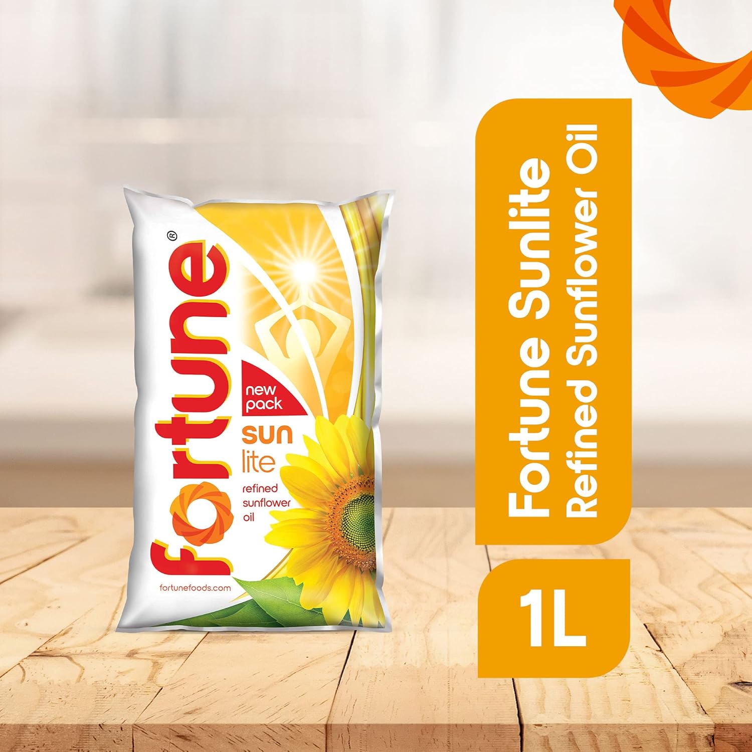 Fortune Sunlite Refined Sunflower Oil, 840 g Pouch