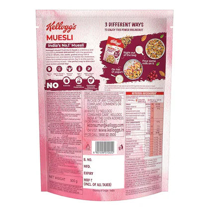 Kellogg's Muesli Fruit & Nut, 500 g Pouch