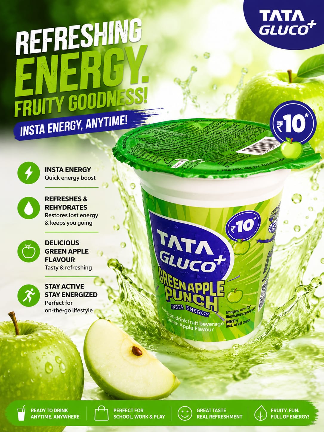 Tata Gluco Plus Green Apple Punch Drink 180 ml