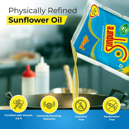 Sunpure Refined Sunflower Oil, 1 L Pouch