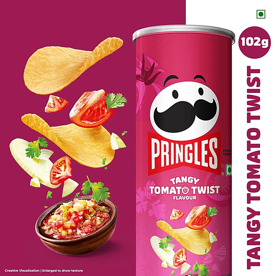 Pringles Potato Chips Tangy Tomato Twist, 102 g