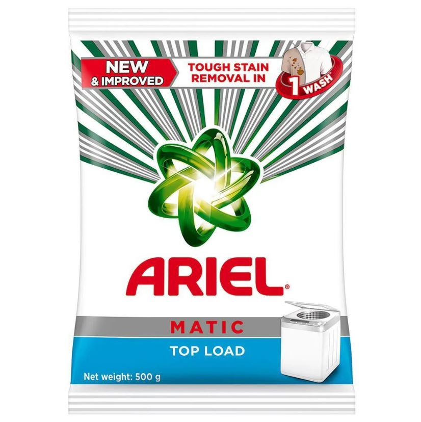 Ariel Matic Detergent Powder Top Load - Stain Removal In Washing Machine, 500 g