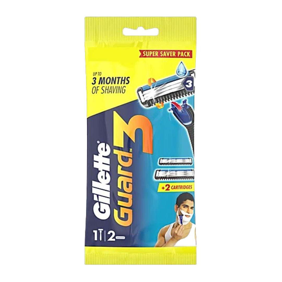 Gillette Guard 3 Razor for Men Shaving Kit 1 Razor With 2 Cartridges, 3 pcs