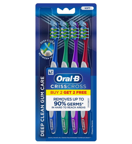 Oral-B Criss Cross Soft Toothbrush, Buy 2 Get 2 Free