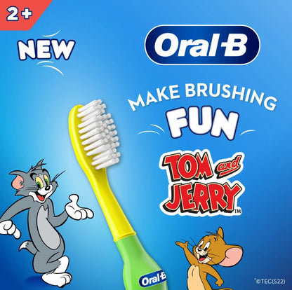 Oral-B Kids Toothbrush - Tom & Jerry, Extra Soft Bristles, Easy To Hold Handle, 2+ Years, 3 pcs