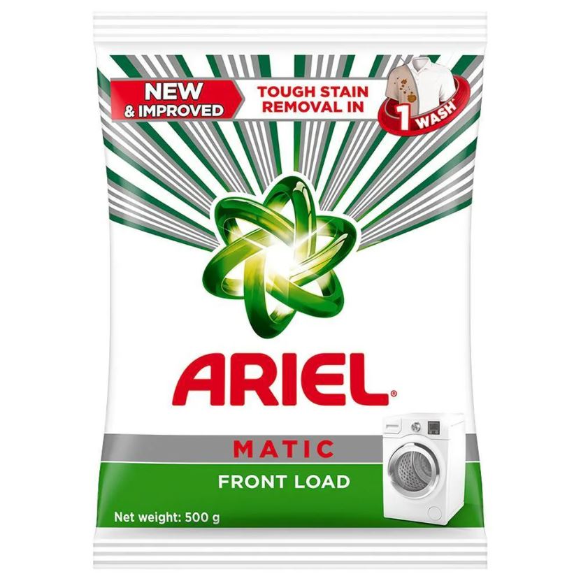 Ariel Matic Detergent Powder Front Load - Stain Removal In Washing Machine, 500 g
