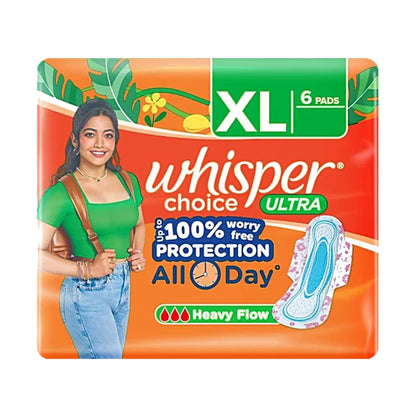 Whisper Choice Ultra Sanitary Pads - XL, 6 pcs