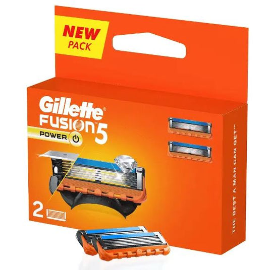 Gillette Fusion 5 Power Razor Cartridges - For Men, (Pack of 2 Cartridges)