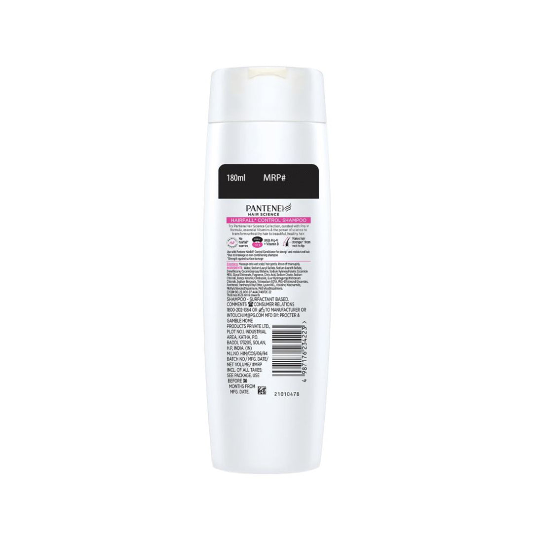 Pantene Hair Science Hairfall Control Shampoo - With Pro-V & Vitamin B, 180 ml