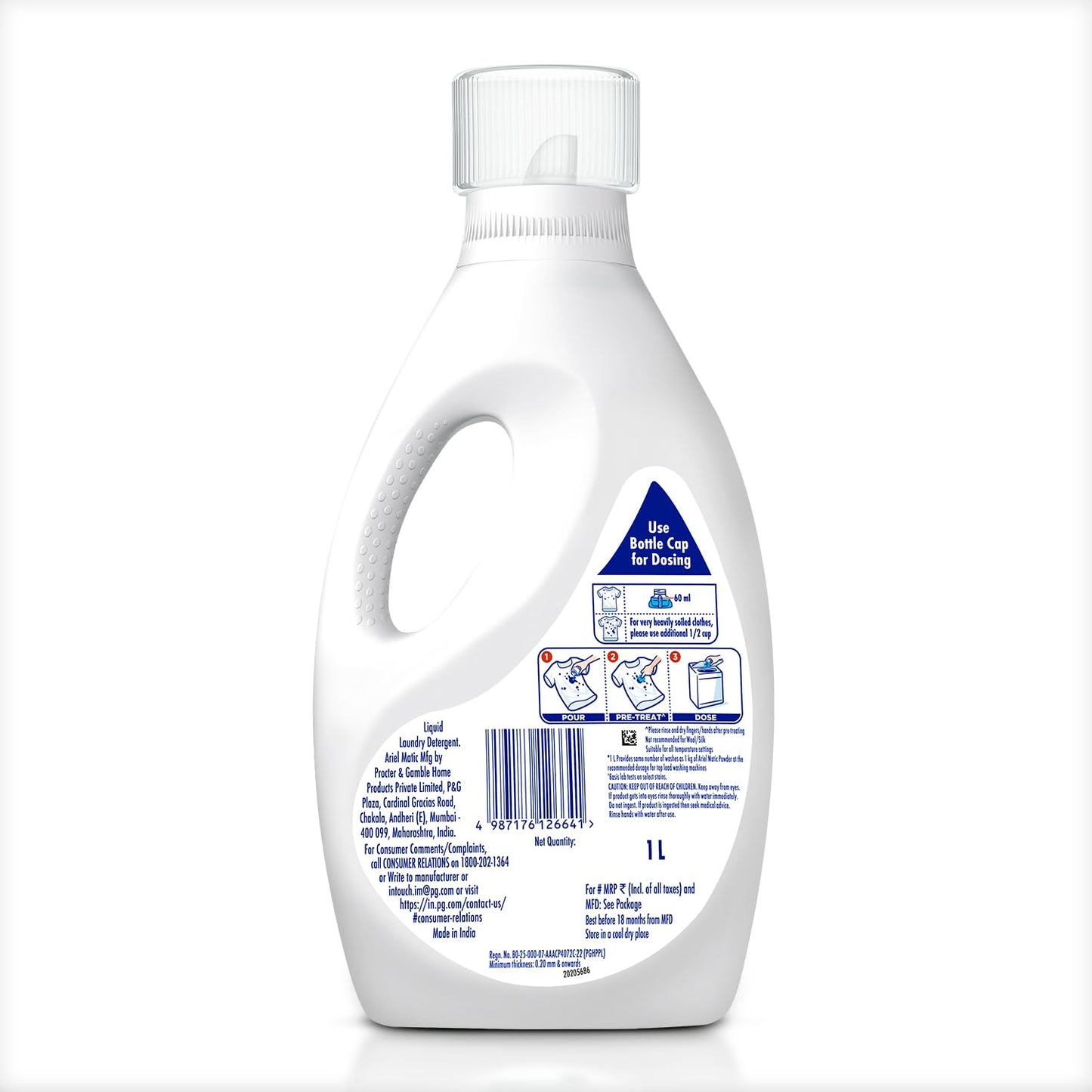 Ariel Liquid Detergent Top Load - Stain Removal In Washing Machine, 1 l Bottel