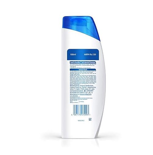 Head & Shoulders Lemon Fresh Anti-Dandruff Shampoo - For Greasy Hair, Upto 100% Dandruff Free, 180 ml