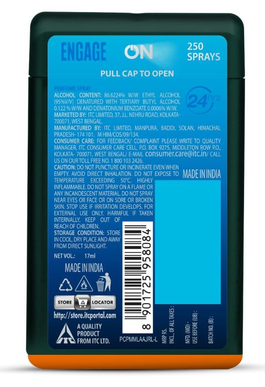 Engage On Cool Marine Men's Pocket Perfume - 17 ml