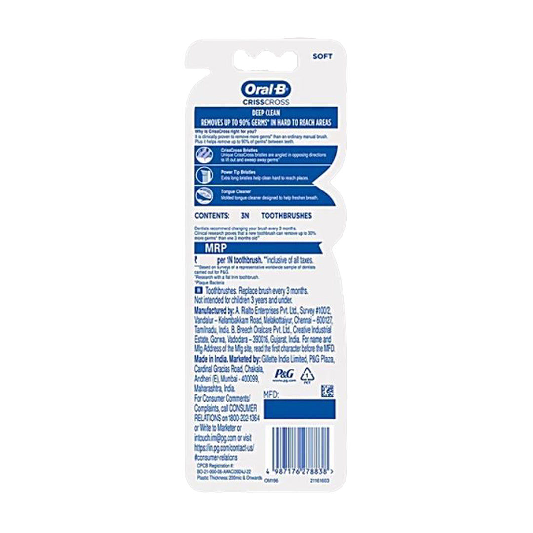 Oral-B Criss Cross Soft Toothbrush, 3 pcs