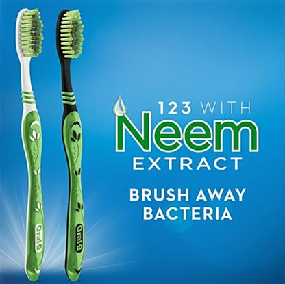Oral-B Toothbrushes - Soft bristles, With Neem Extract, Gentle On Gums, 6 pcs