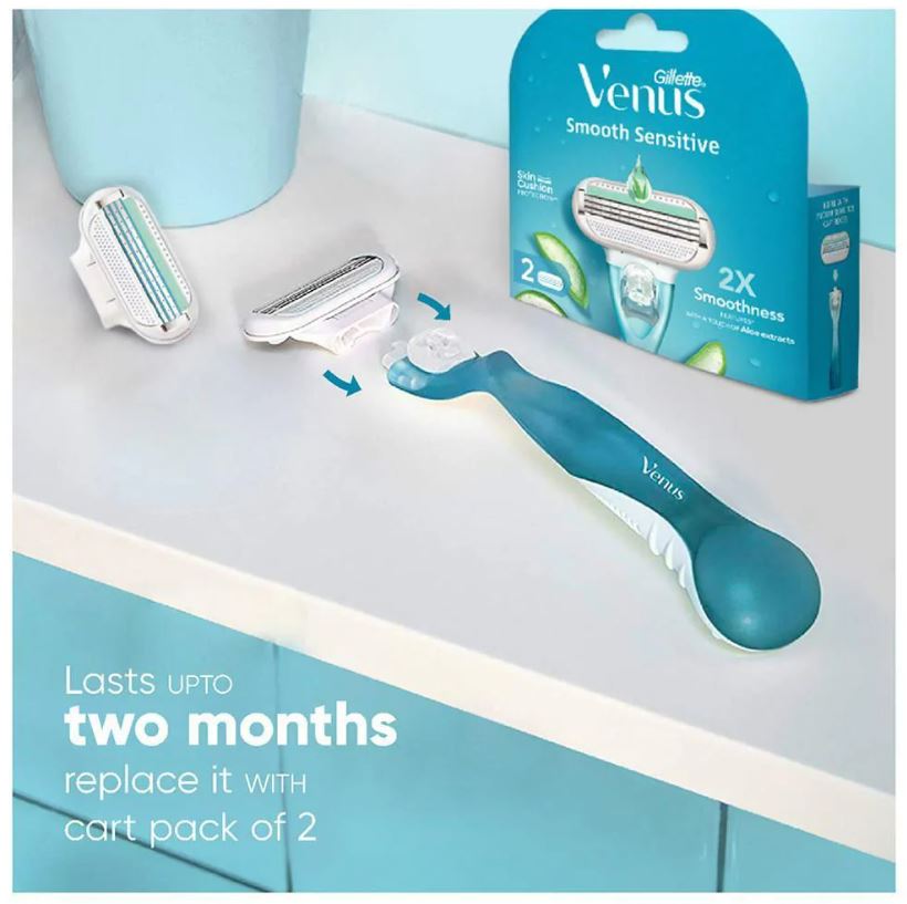 Gillette Venus Smooth Razor Blades - With Aloe Vera Extracts, For Women, 4 pcs
