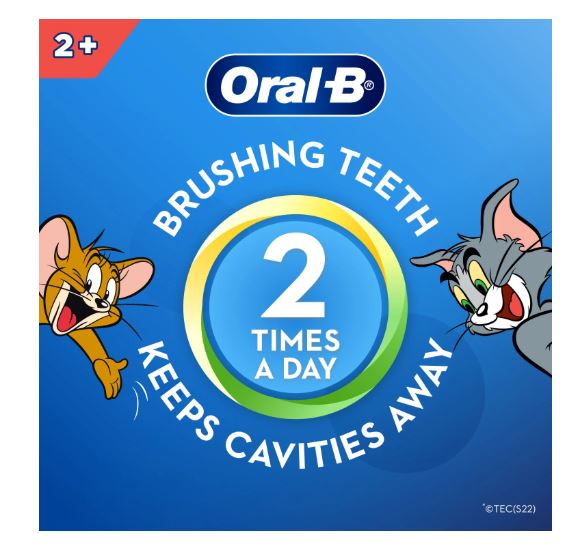 Oral-B Kids Toothbrush - Tom & Jerry, Extra Soft Bristles, Easy To Hold Handle, 2+ Years, 3 pcs