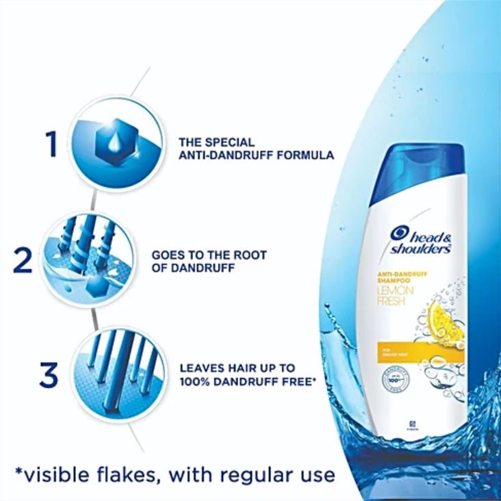 Head & Shoulders Lemon Fresh Anti-Dandruff Shampoo - For Greasy Hair, Upto 100% Dandruff Free, 72 ml