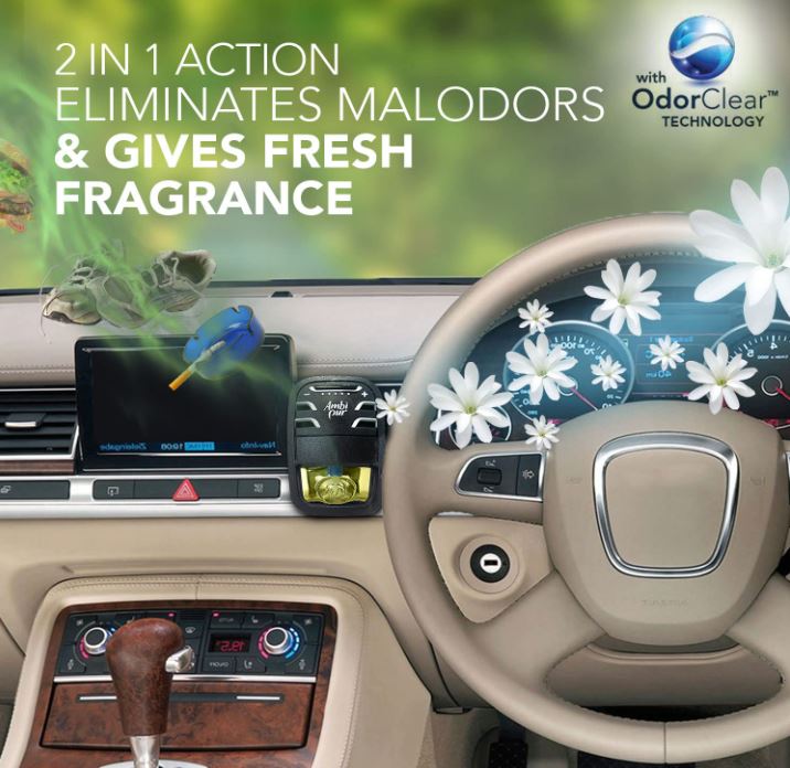 Ambipur Car Freshener - Exotic Jasmine, Starter Kit Refill Pack, 7.5 ml
