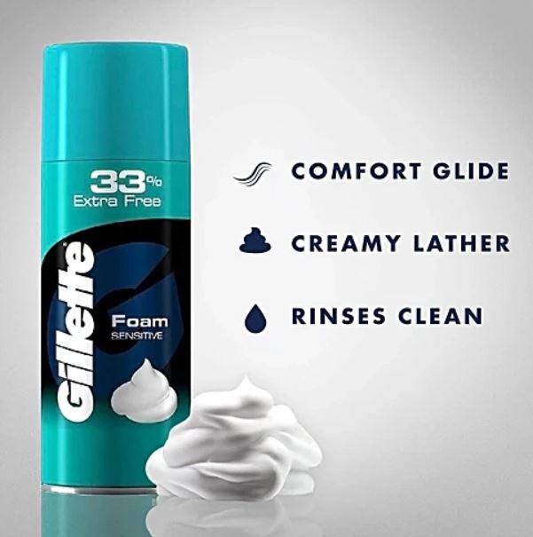 Gillette Classic Foam Shave - Sensitive, Lathers Quickly & Hydrates, 418 g