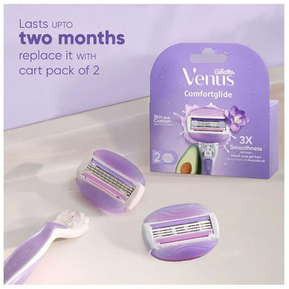 Gillette Venus Breeze Hair Removal Razor Blade/Refill - Gel Bar With Avocado Oils & Freecia Scent, 2 pcs