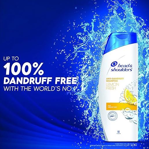 Head & Shoulders Lemon Fresh Anti-Dandruff Shampoo - For Greasy Hair, Upto 100% Dandruff Free, 180 ml
