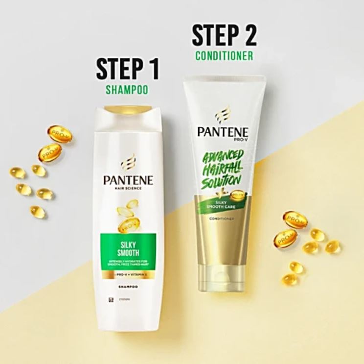 Pantene Pro-V Advanced Hairfall Solution Shampoo - Silky Smooth Care, Strengthens Roots, 180 ml