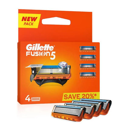 Gillette Fusion 5 Manual Shaving Blades for men, (Pack of 4 Cartridges)