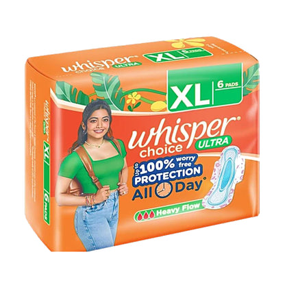 Whisper Choice Ultra Sanitary Pads - XL, 6 pcs