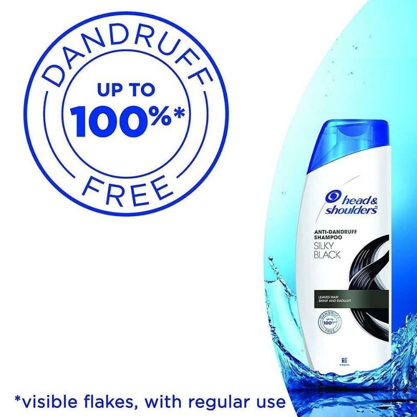 Head & Shoulders Silky Black Anti-Dandruff Shampoo - Leaves Hair Shiny & Radiant, Upto 100% Dandruff Free, 180 ml