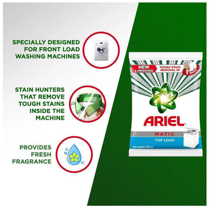 Ariel Matic Detergent Powder Top Load - Stain Removal In Washing Machine, 500 g
