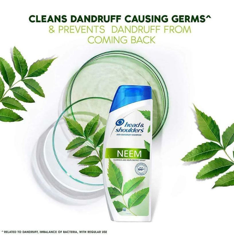 Head & Shoulders Anti-Dandruff Shampoo - Neem, Cleanses & Help Protect Scalp, Upto 100% Dandruff Free, 180 ml