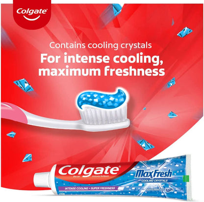 Colgate MaxFresh Breath Freshner Cavity Protection Toothpaste, 150g, Peppermint Ice, Blue Gel Paste with Menthol, Cooling crystals for fresh breath