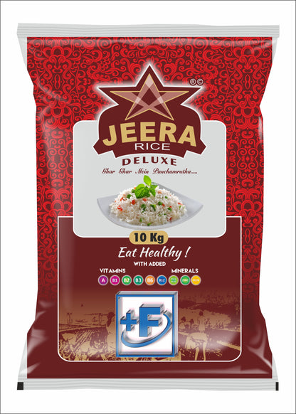 STEAM JEERA RICE ಸ್ಟೀಮ್ ಜೀರಾ ರೈಸ್, JEERA DELUXE +F(FORTIFIED WITH 9 ADDED VITAMINS & MINERALS)