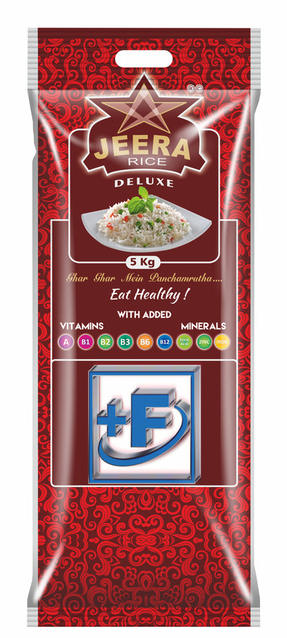 STEAM JEERA RICE ಸ್ಟೀಮ್ ಜೀರಾ ರೈಸ್, JEERA DELUXE +F(FORTIFIED WITH 9 ADDED VITAMINS & MINERALS)