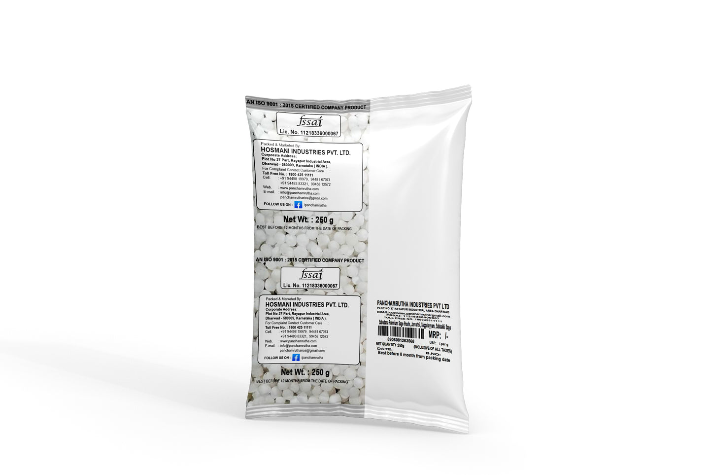 Panchamrutha Sabudana Premium Sago Pearls, Javvarisi, Saggubiyyam, Sabbakki Sago 250 g