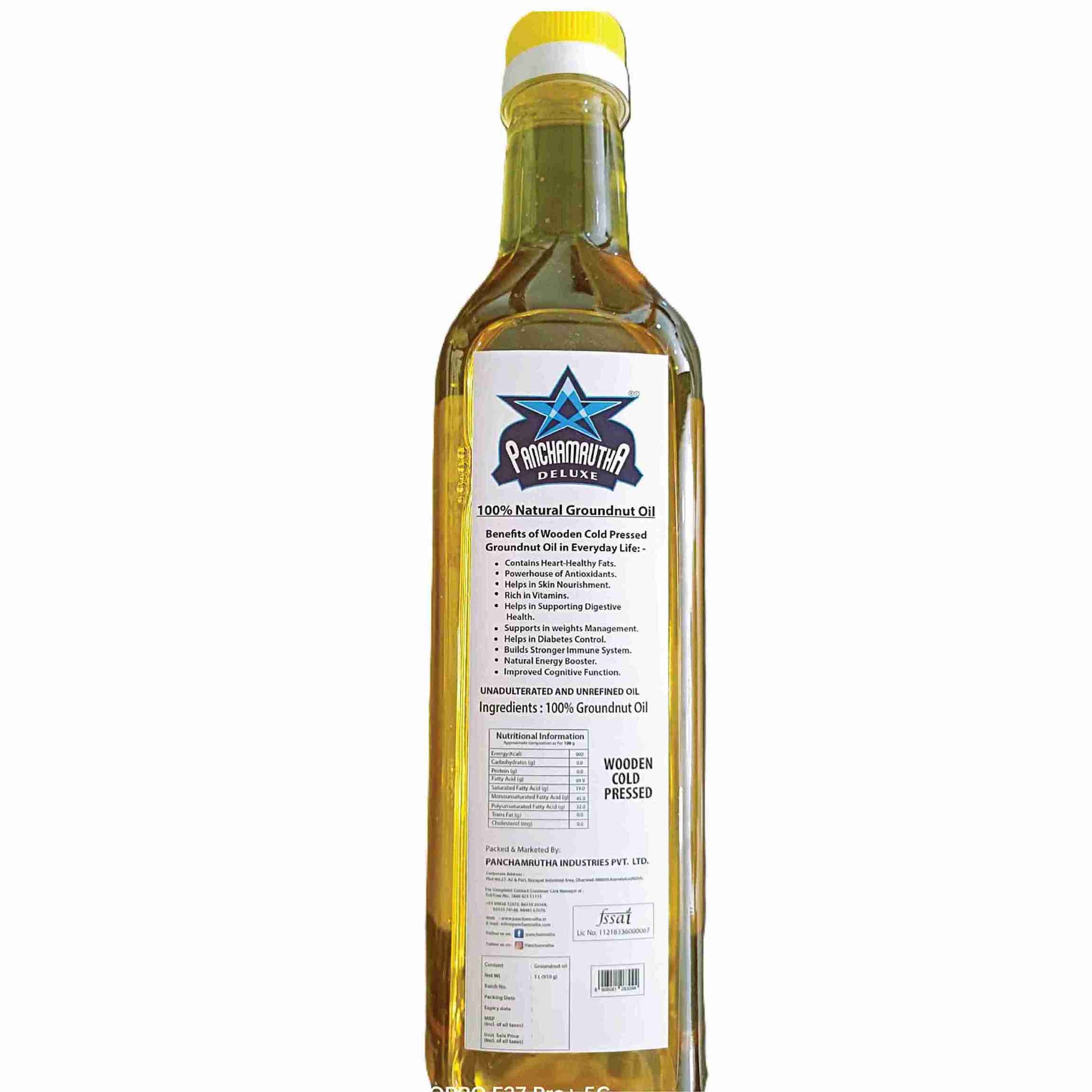 GROUNDNUT OIL ಶೇಂಗಾ ಎಣ್ಣೆ COLD PRESSED, PANCHAMRUTHA DELUXE - Panchamrutha