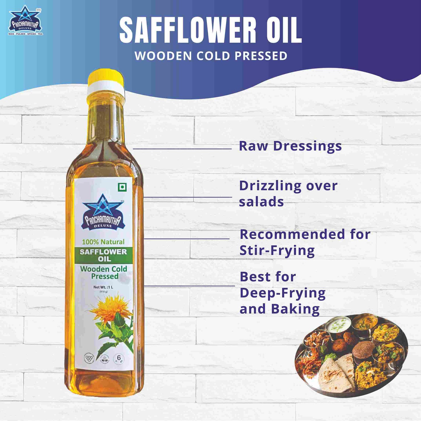 SAFFLOWER OIL ಕುಸುಬಿ ಎಣ್ಣೆ COLD PRESSED, PANCHAMRUTHA DELUXE