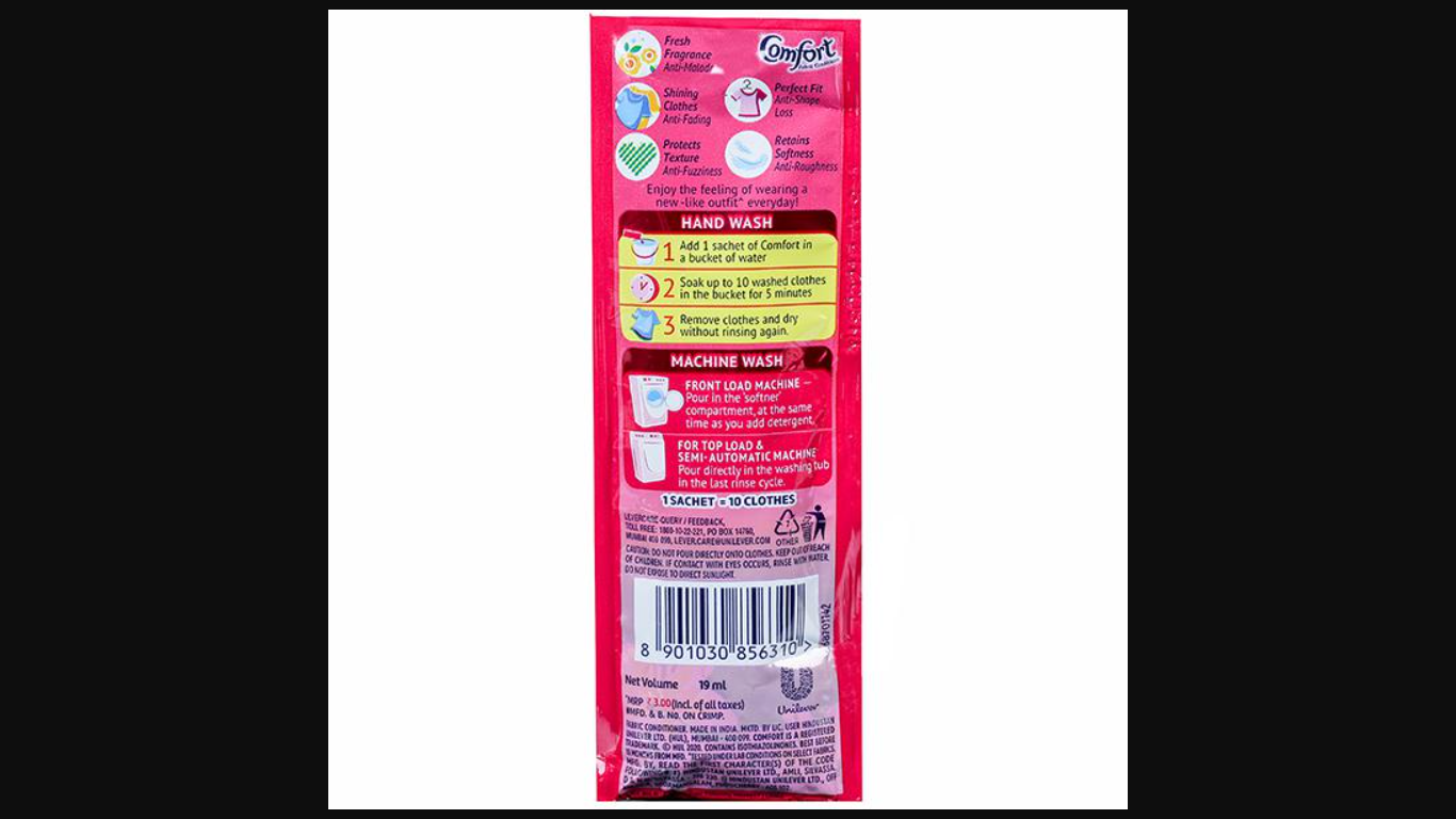 Comfort Lilly Fresh After Wash Fabric Conditioner, 18 ml Sachet