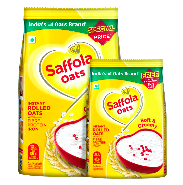 Saffola Oats, Instant Rolled Oats, Soft & Creamy Oats, Power of Protein, Iron & Fibre 1.3 kg