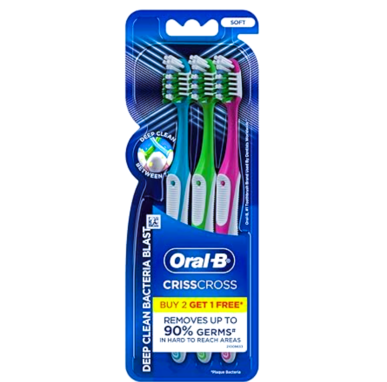 Oral-B Crisscross Bacteria Blast Toothbrush, 3 pcs