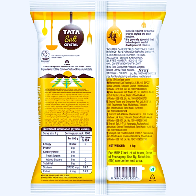 Tata Salt Iodised Crystal Salt/Meeth, 1 kg