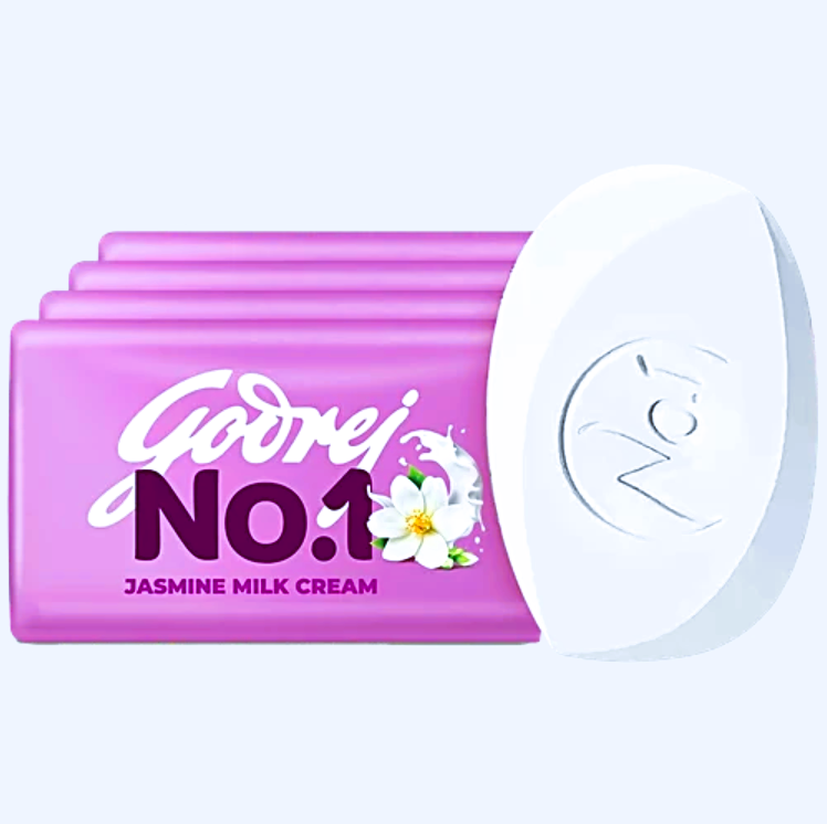Godrej No.1 Jasmine & Milk Cream Bathing Soap, 100 g (Pack of 5)