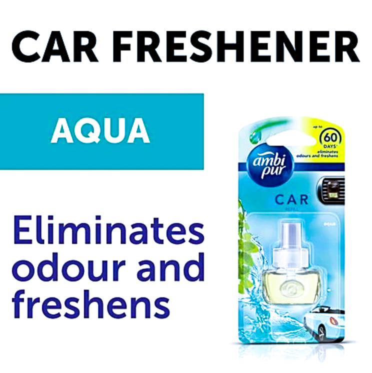 Ambipur Car Air Freshener Refill - Aqua (Watery Citrus Freshness), 7.5 ml