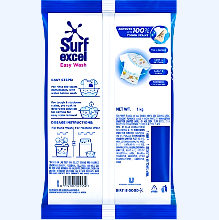 Surf Excel Easy Wash Detergent Powder, 1 kg