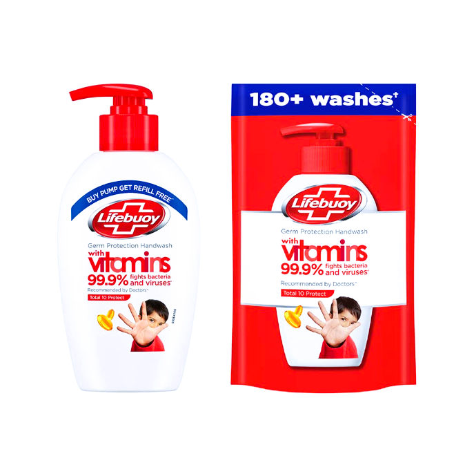 Lifebuoy Total 10 Germ Protection HandWash190 ml (With Free Refill Pouch 185 ml)