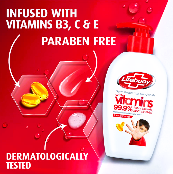 Lifebuoy Total 10 Germ Protection HandWash190 ml (With Free Refill Pouch 185 ml)