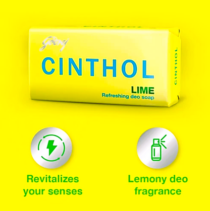 Cinthol Refreshing Deo Lime Bath Soap, 99.9% Germ Protection, 75 G (pack of 4)